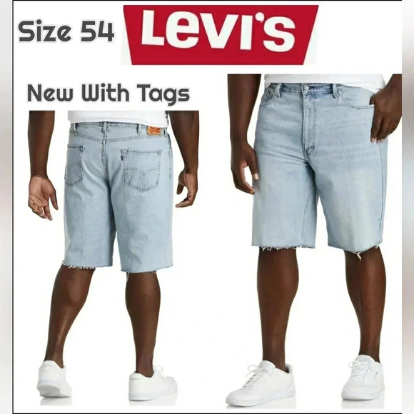 New Levi's Men 469 Loose Fit 54" Light Wash Midrise Distressed Hem Shorts - Picture 1 of 11